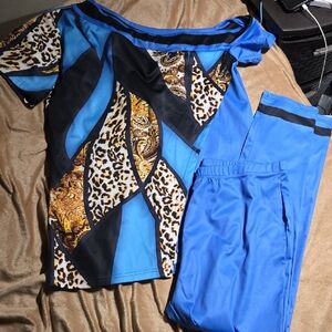 NWOT Stylish Blue and Black Women's Jumpsuit